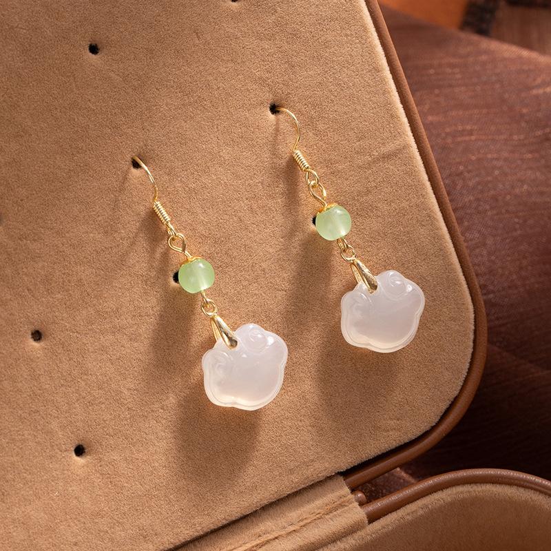 Chinese Style Safe Lock Ear Hook Women'S New Chinese Style Light Luxury Earrings Niche Design Earrings Temperament Versatile Earrings