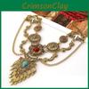Retro Alloy Pendant Necklace With Turquoise Wing And Tassels For Female Fashion