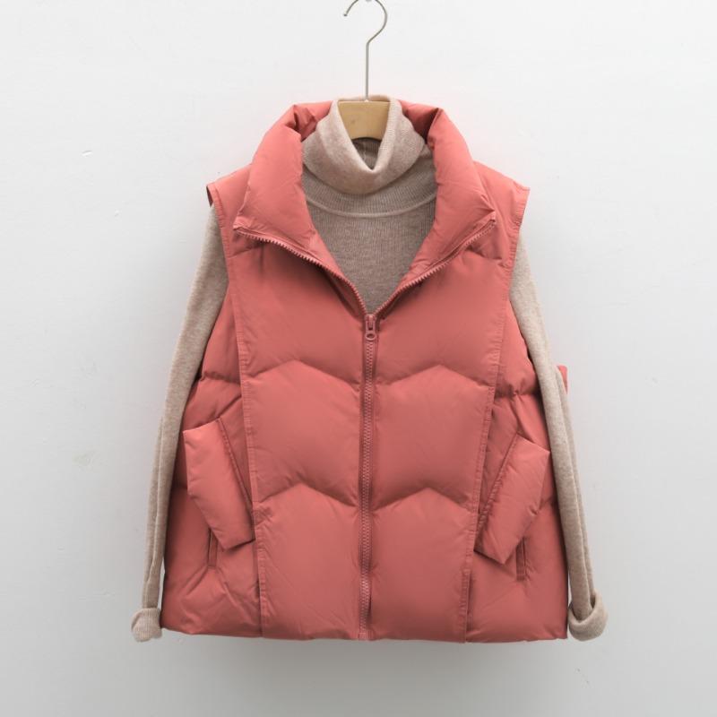 Feather Women's 90-fleece Vest Women's Vest Solid Color Simple Wavy Down Jacket Loose Short Trendy