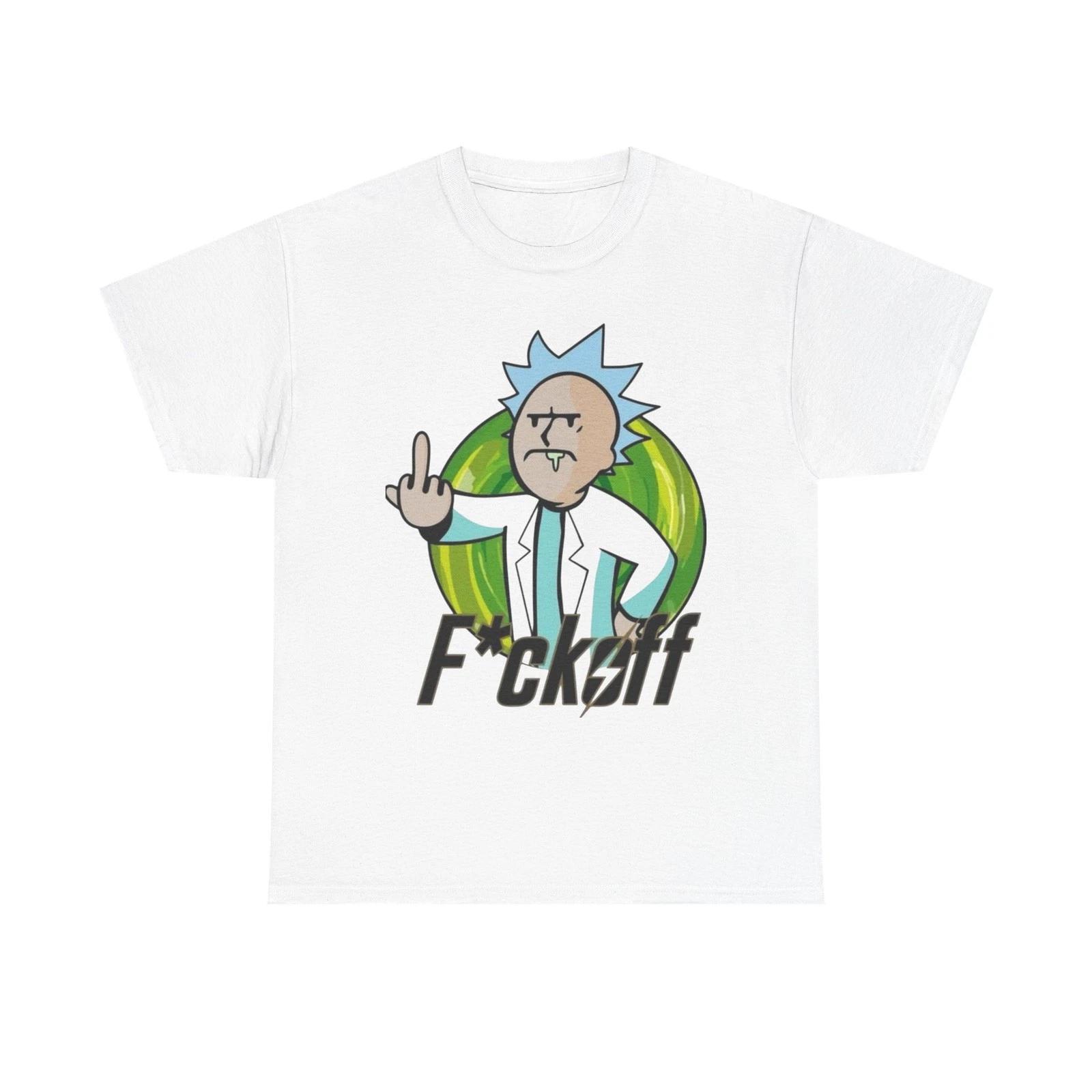 Rick And Morty Middle Finger Funny Graphic T Shirt Unisex Heavy Cotton Tee L