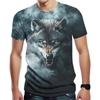 Men's Casual Wolf Pattern T-shirt 3D Printed T-shirt Short Sleeved Street Fashion T-shirt Men's Plus Size Top 6XL