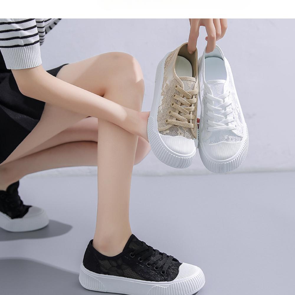 Girls' Solid Color Mesh Casual Board Shoes