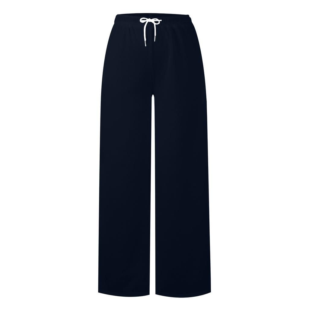 Women's Yoga Pants Comfortable Drawstring Pants Loose Straight Pants With Pockets Color Sweat Pants Wide Leg Running Exercise