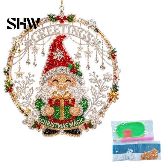 Art And Craft Supplies for Kids Christmas Faux Diamond Ornament, DIY Santa Claus Sun Catcher Kit, Rhinestone Parent Child Interactive Crafts