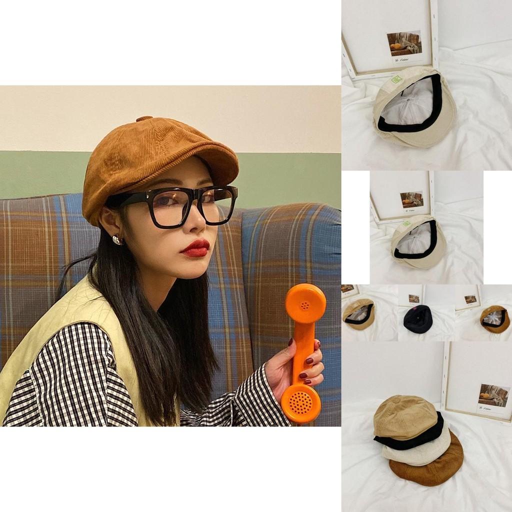 Stylish Embroidered Corduroy Newsboy Cap For Women Retro Beret Hat All Seasons