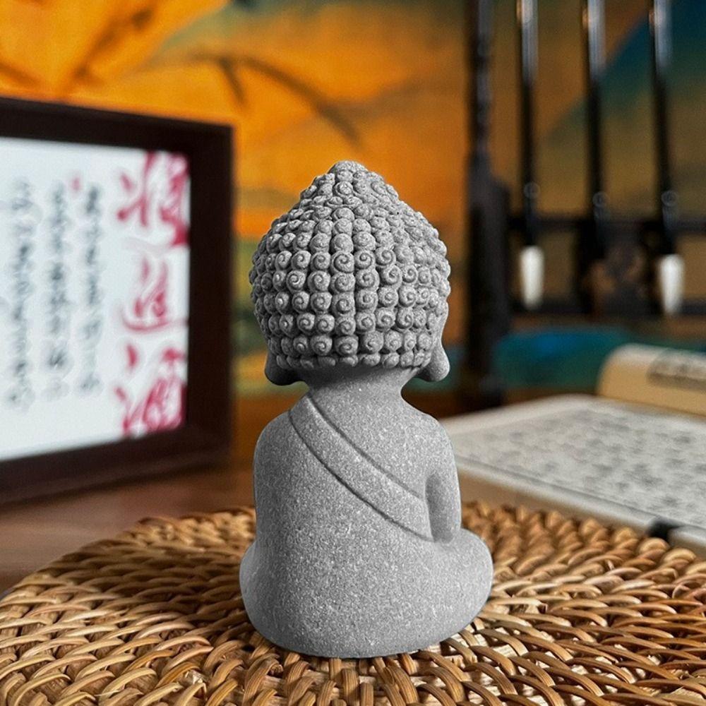 Sandstone Buddha Tea Pet Cute Little Monk Figurine Aquarium Buddha Statues  Office Bookshelf