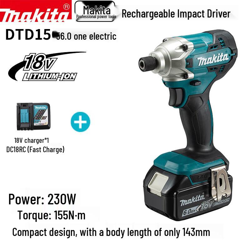 

Makita DTD156 18В Акумуляторний ударний гайковерт Li-Ion вилка CN (адаптер в комплекті)