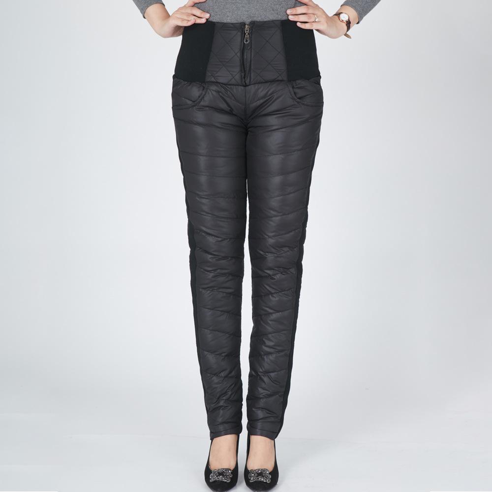Damskie ciepłe spodnie puchowe z wysokim stanem dla kobiet w średnim i starszym wieku - Lekkie, odporne na zimno, odzież sportowa na jesień i zimę
