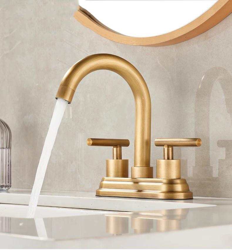 

Смеситель для раковины, антикварный смеситель для раковины в ванной, 2 отверстия, широкий смеситель для раковины, двойной кран для горячей и холодной воды, новое поступление