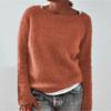 Solid Colour Basic Knit Sweater with Round Neck Stylish and Versatile Luxurious Relaxed-fit Slimming and Versatile Top