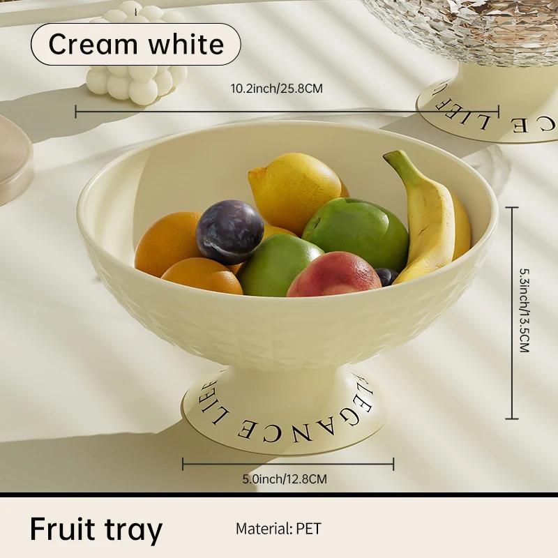 

European Transparent Glass Wooden Base Fruit Tray Salad Bowl Candy Dessert Storage Tray Coffee Table Desktop Home Decoration