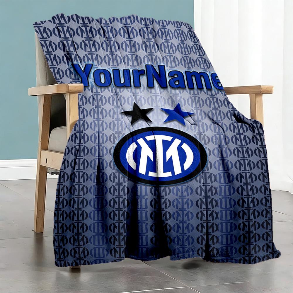 Inter Milan Personalized Name Blanket Throw Customizable Blanket Durable Comfort Great for Couch Picnics Bedding Nap Four Seasons Universal