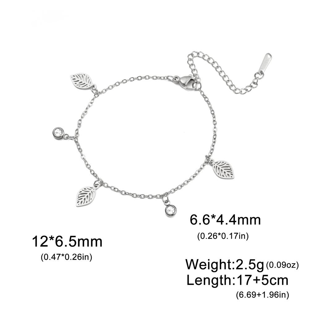 My Shape Hollow Leaves Bracelets Stainless Steel for Women Girls Gifts Plant Leaf Pendant Chain Hand Chain Bangle Summer Jewelry