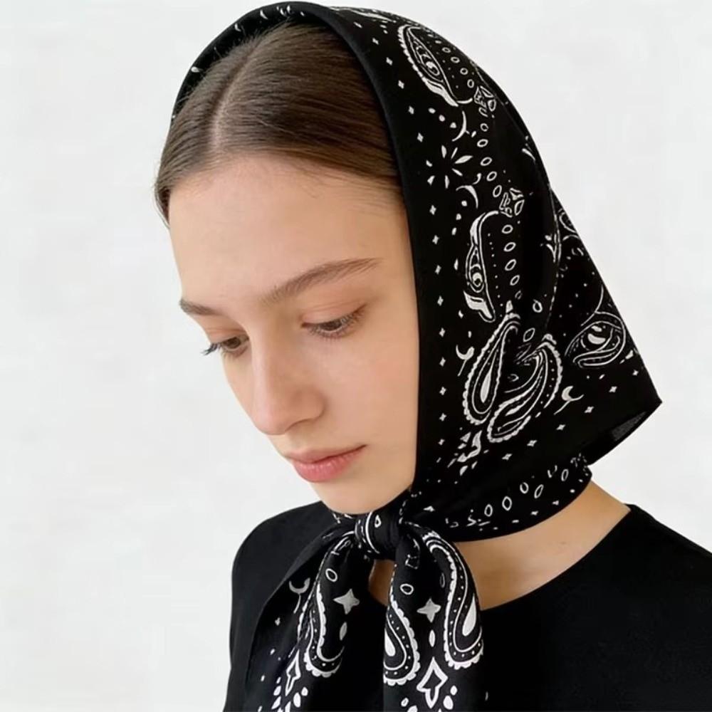 Lightweight Breathable Paisley Printed Scarf 90cm Soft Square Scarf Vintage Print Windproof Women Head Scarf Woman's Accessory