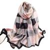 Designer Women Silk Scarf Luxury Plaid Long Satin Scarves Beach Pareo Stole Foulard Femme Bandana Hijab Lady Shawls Wraps