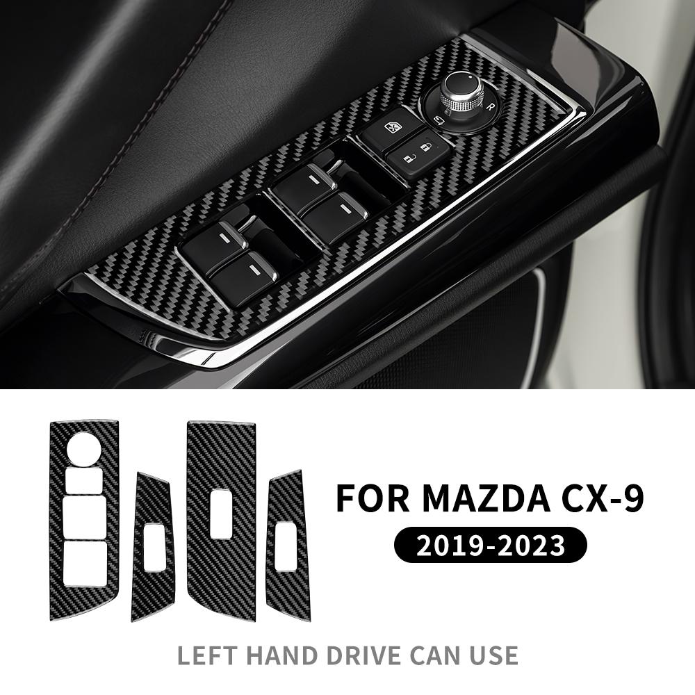 Real Carbon Fiber Sticker For Mazda CX-9 2019 2020 2025 2025 2025 RHD LHD Car Window Lift Decor Panel Interior Accessories