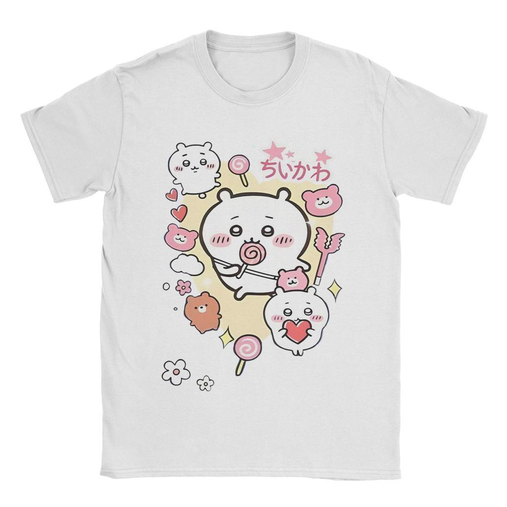 Chiikawa Cute Crime Mugshot Tshirts Men Cotton Tops Shirts Kawaii  Round Neck Short Sleeve