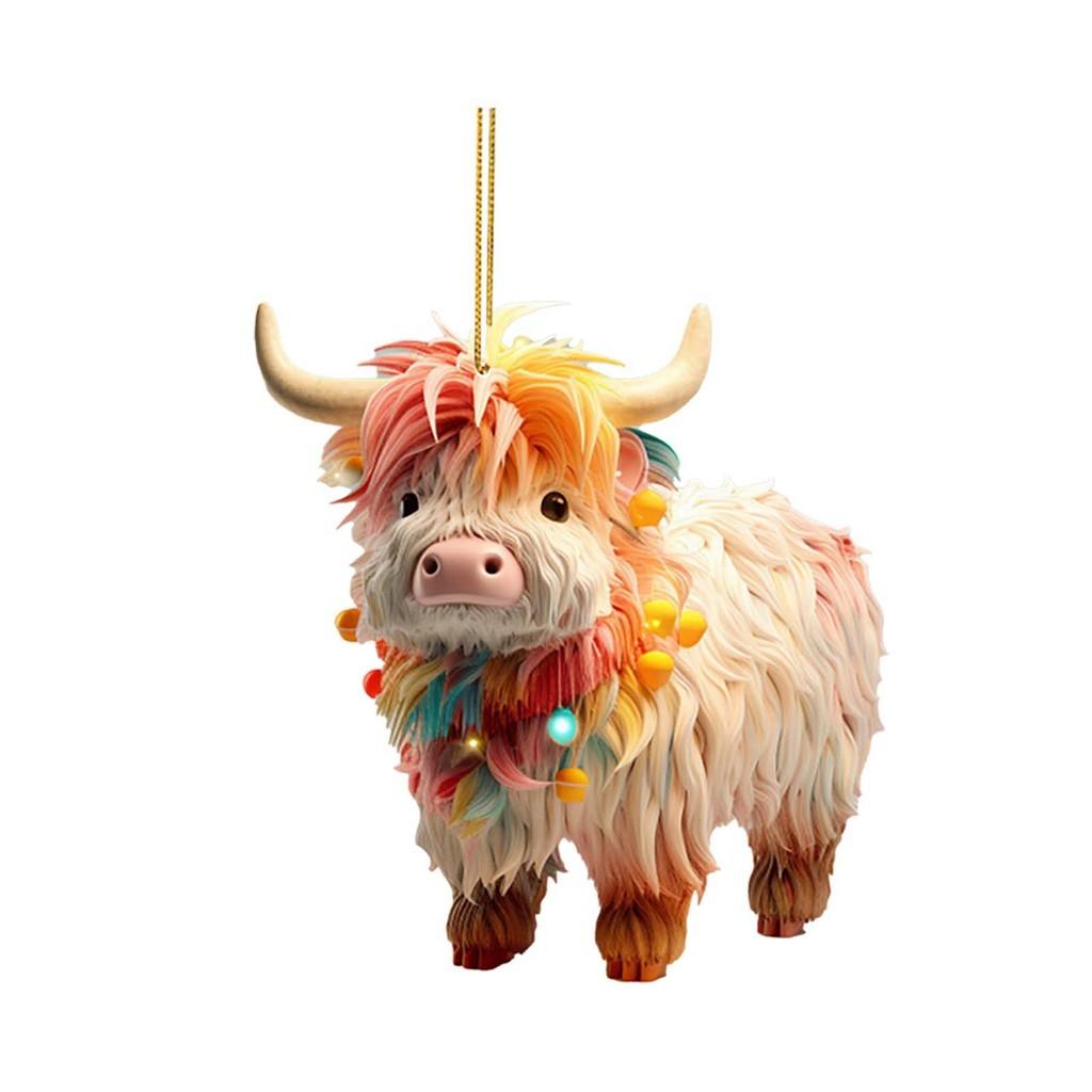 2023 Colorful Cute Acrylic Cow Car Accessory Adorable Cartoon Style For Decor Vehicle