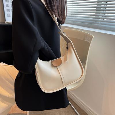 Temperament Simple Large Capacity Underarm Pack  Popular Pu Leather All Matched Female Commuting Single Shoulder Bags
