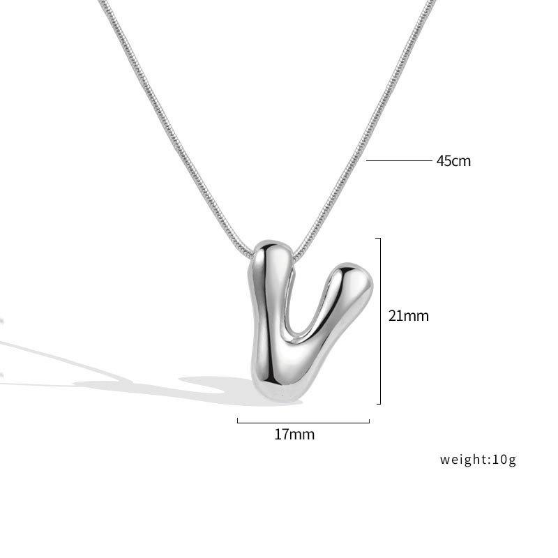VENTFILLE 925 Sterling Silver 26 Letters Necklace For Women Gift Smooth Cute Balloon Jewelry Accessories Dropshipping Wholesale
