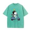 XH+80 MINISO 2026 Estate Lavaggio Vintage Stampato Cotone Puro Stile Spalla Uomo e Donna Girocollo Manica Corta Maglietta per Coppia