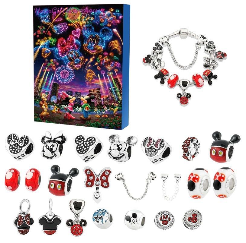 Stitch Mickey Christmas Advent Calendar Bracelets Xmas Countdown Calendar Diy Jewelry Making Kit Girls Surprise Gift