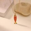 3D Charms Fish Pendant Necklace Snake Chain Marine Life Necklace Enamel Ocean Necklace  Classic