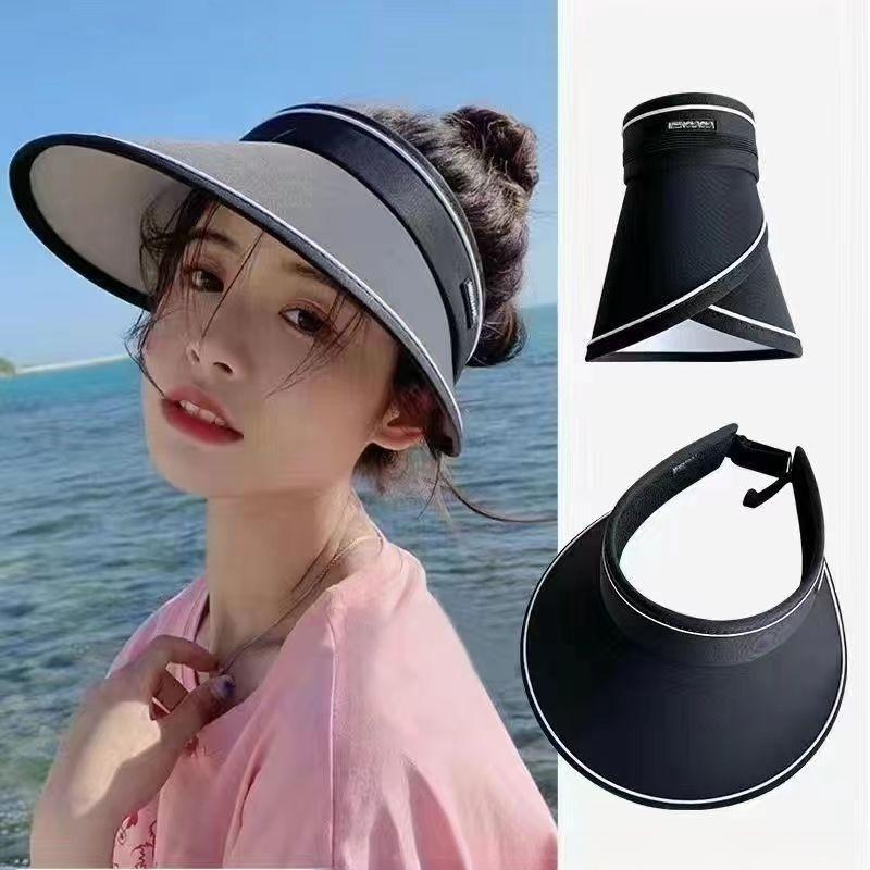 Women's Trendy UV Protection Visor Hat - Large Brim, Face Shield, Sun Hat