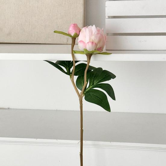 Künstliche Pfingstrosenblüten, 17 Zoll Realistische Kunstpfingstrose mit 1 Knospe, Lebensechtes Pfingstrosenbukett mit Stiel für Vasenarrangement, Tischdekoration für Hochzeiten, Innenbereich