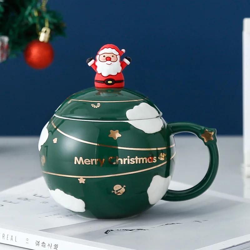 450 ml Leuke Kerst Koffie Mok Met Lepel Keramische Astronaut Vorm Melk Koffie Cup Festival Dárek Kerstman Thee Cup Nordic Mok