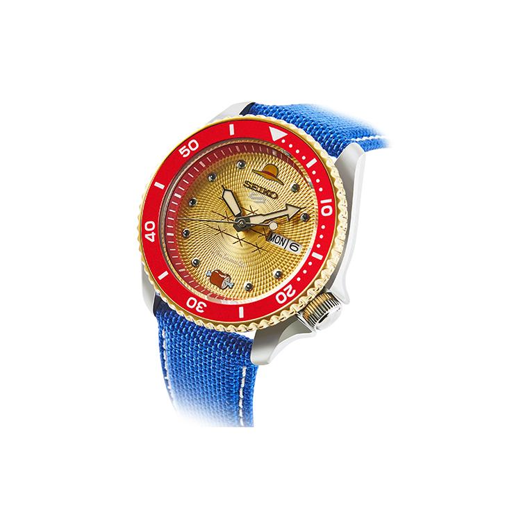 Seiko Reloj SEIKO5 Movimiento Mecánico Correa de Cuero Relojes para Hombre Esfera Roja SRPF60K1