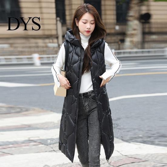 Comfortable Women Outerwear Waistcoat Hooded Sleeveless Zipper Closure Large Pockets Vest Jacket Coat Solid Color Casual Loose Fit Cotton Outwear