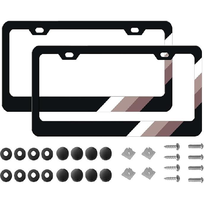 Tri-Color 3 Color Aluminum License Plate Frame Cover Holder Compatible With Toyota Vehicle Truck Trailer SUV. (White Gray-02)