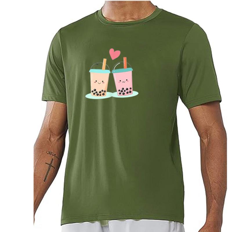 Cute Kawaii Couple Bubble Boba Milk Tea Lover for Unisex Unisex Girl Boy TShirt Unisex Clothing Graphic T Shirts Camisetas