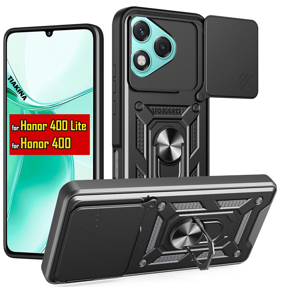 Slide Lens Push Window Armor Funda for Honor 400 Lite Case Magnetic Rotate Ring Stand Holder Cover for Honor 400 Full Back Case