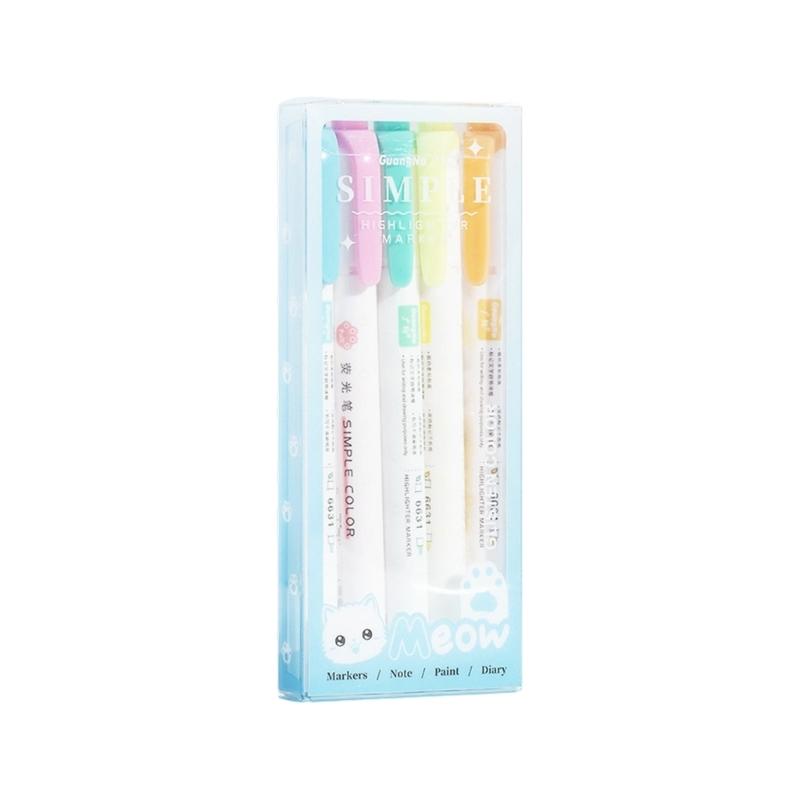 Double Ended Fluorescent Markers Gentle Color Designs Reduces Eye Strain Smooth Writing for School Office Supplies