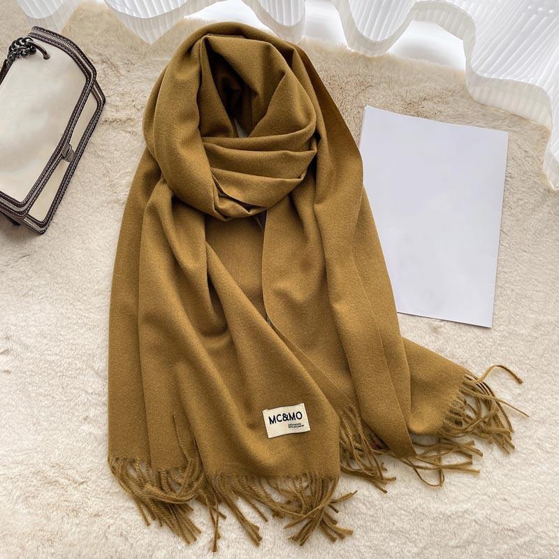 Winter Cashmere Solid Color Pashmina Tassel Scarf for Women Warm Scarves Wraps Girls Thicken Warm Shawl Wrap Echarpe Stole