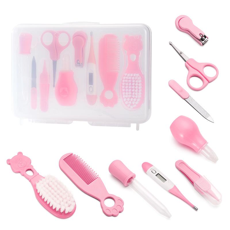 Babypflegeset Babynagelknipser Zahnbürste Pflegeutensilien Kamm Bürste Aufbewahrungsbox 9-teiliges Set Sorgfältige Pflege von Kindern zu Hause immer tägliche Notwendigkeiten