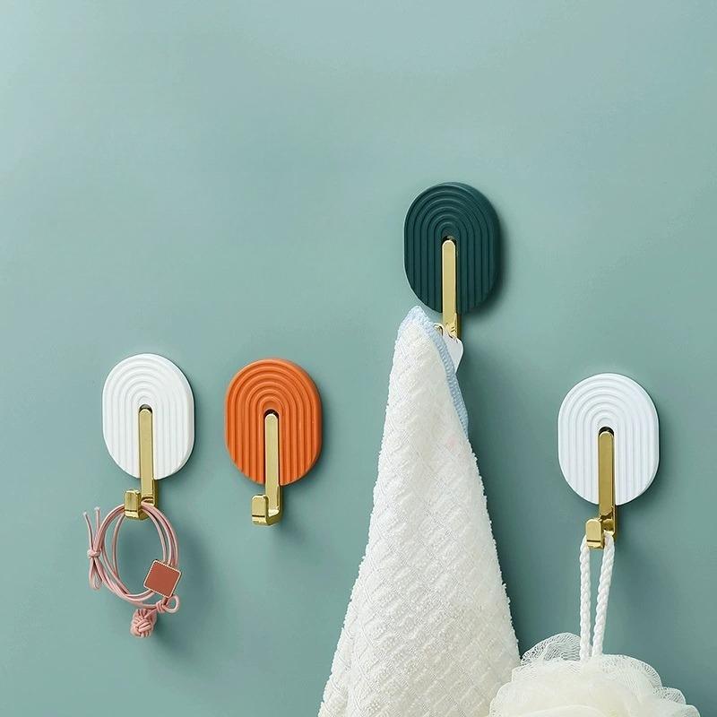 4PCS Wall Plastic Self-Adhesive Hook Multifunctional Bathroom Towel Rack Kitchen Strong Nano Glue Hook Door Rear Bag Hat Hanger