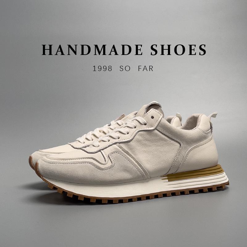 

URTBD Белые кожаные повседневные мужские кроссовки на толстой подошве - Высококлассный европейский стиль 43 = Sneakers 44