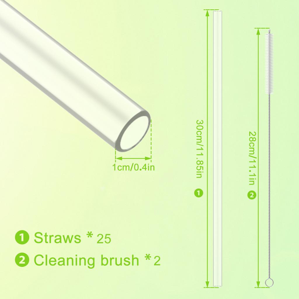 6/25 Stück Plastikstrohhalm-Set mit Reinigungsbürste 11,85 Zoll lang BPA-frei Klare Trinkhalme für Smoothies Tee Saft Milchshakes