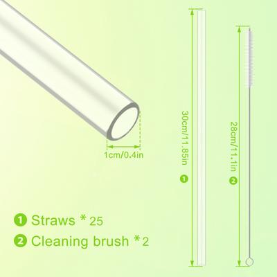 6/25Pcs Plastic Straws Set with Cleaning Brush 11.85 Inch Long BPA Free Clear Drinking Straws for Smoothies Tea Juice Milkshakes