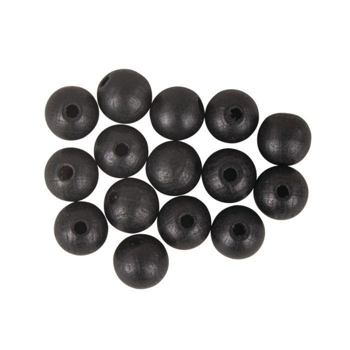 FSC 100% Drilled Wooden Balls, Matt, Ø 10mm, Black, 35 Pcs