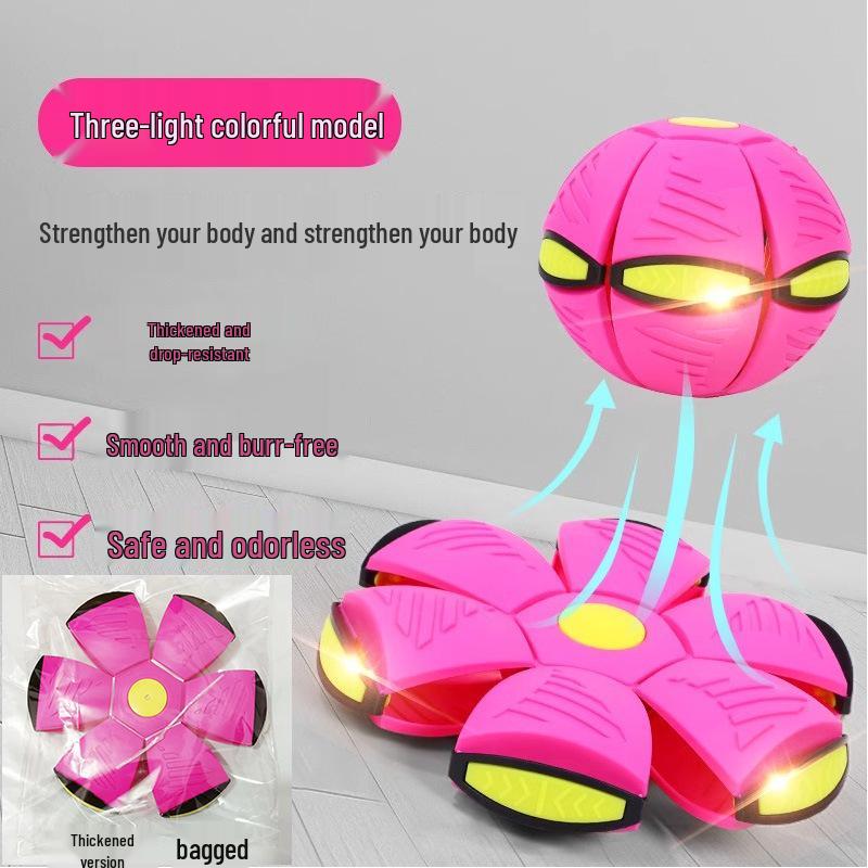 Magic Flying Saucer Ball: Deformable Outdoor Stomp Toy with Lights for Kids