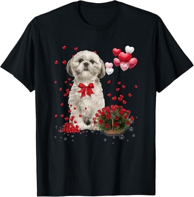 Shih Tzu Valentines Day Funny Dog Lover Happy Valentine T-Shirt Unisex T-Shirt L