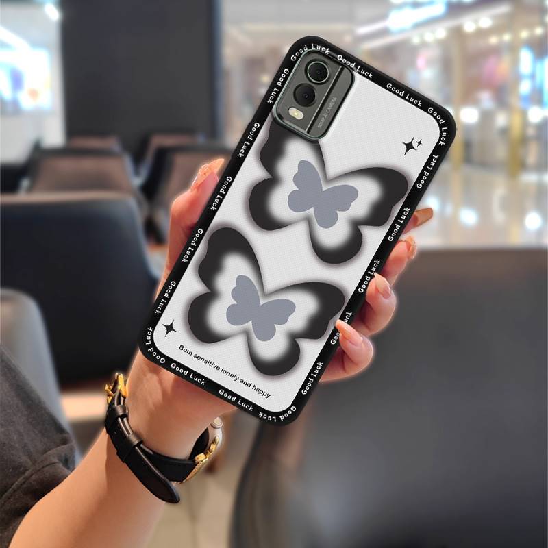 Cute Anti-dust Phone Case For Nokia C32 Waterproof Flower Back Cover Full Wrap Dirt-resistant Durable Protective TPU