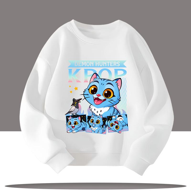 Odzież dziecięca K-pop Łowcy Demonów Nadruk z kreskówki Wiek 3-12 lat Nowy styl Koszulka sportowa z okrągłym dekoltem dla dzieci Urocza dziewczęca bluzka codzienna