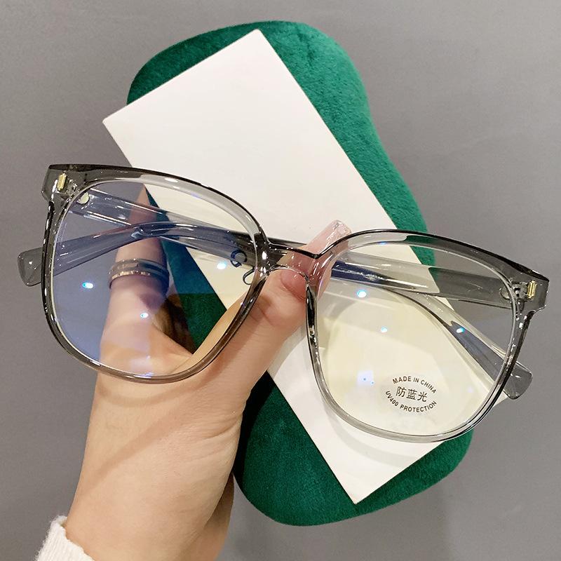 Tr90 Large Frame Plain Glasses Frame Female Plain Myopia Matching Degree Anti-Blue Light Glasses Black Frame