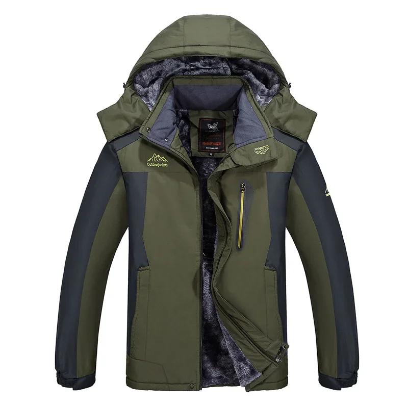 Men's Windbreaker Plus Winter Jacket Men Waterproof Windproof Velvet Warm Parka Coat Tourism Mountain Snow Overcoat