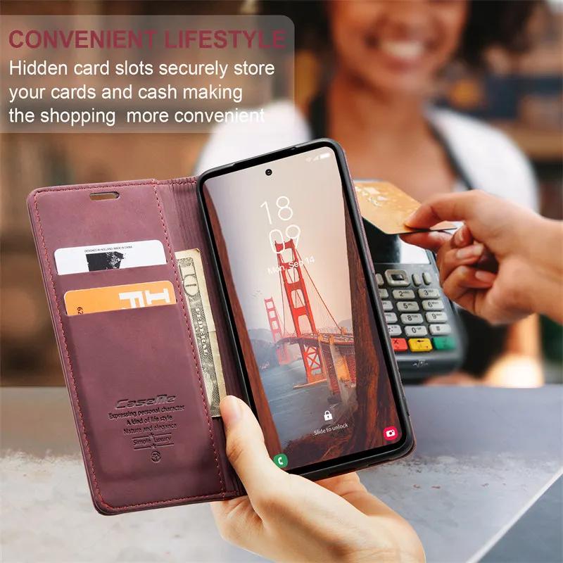 Magnetic Flip Leather Phone Case For Samsung Galaxy S25 Edge S24 FE S23 Plus S22 S21 Ultra S20 A36 A56 5G Wallet Card Cover Etui